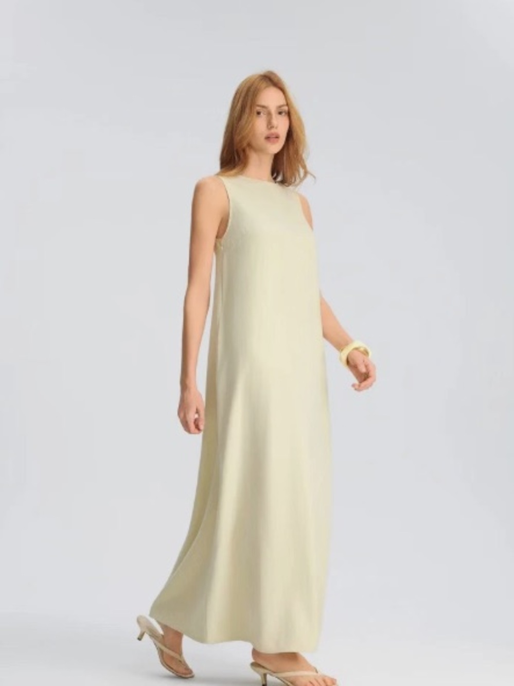 Sleeveless Maxi Dress in Pale Yellow